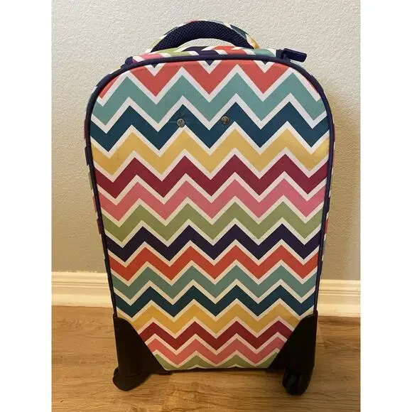 Pottery Barn Kids Teen Getaway Rolling Carry On Luggage Spinner Suitcase Chevron
